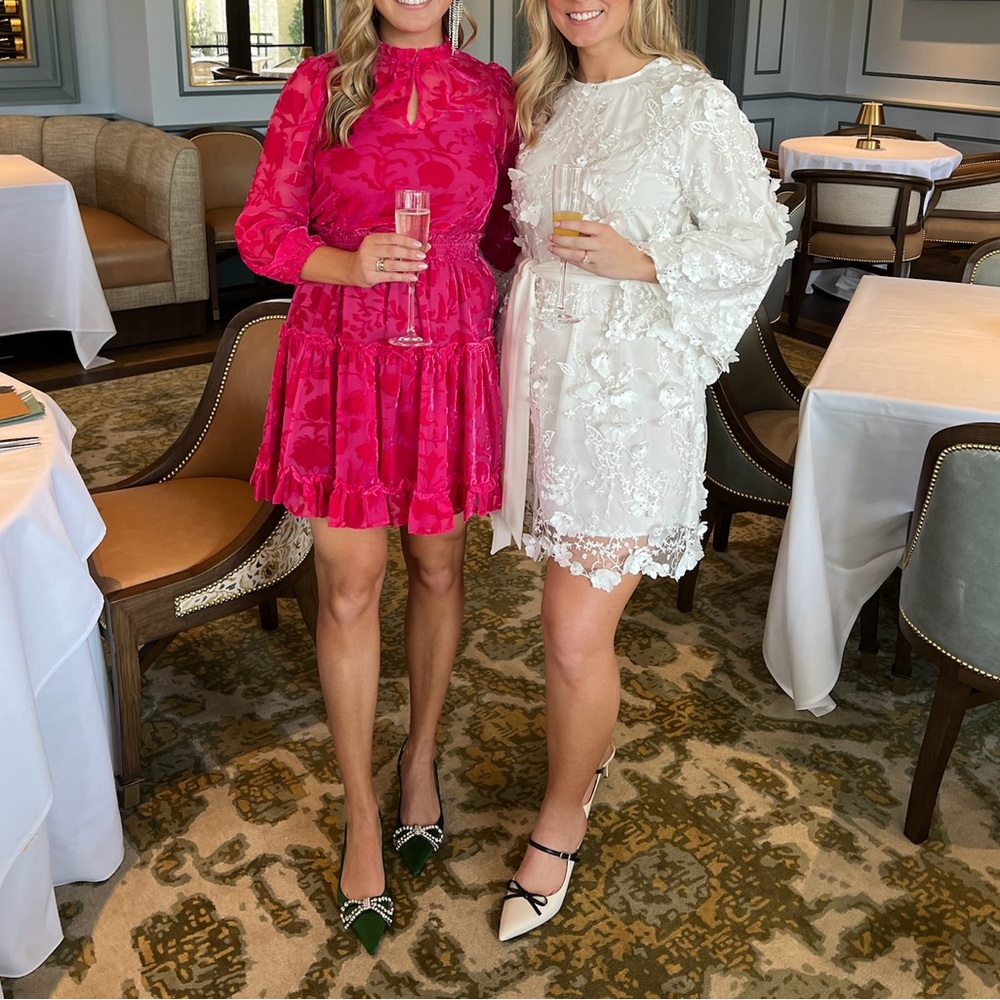 Shoshanna Vibrant Pink Floral Velvet Dress